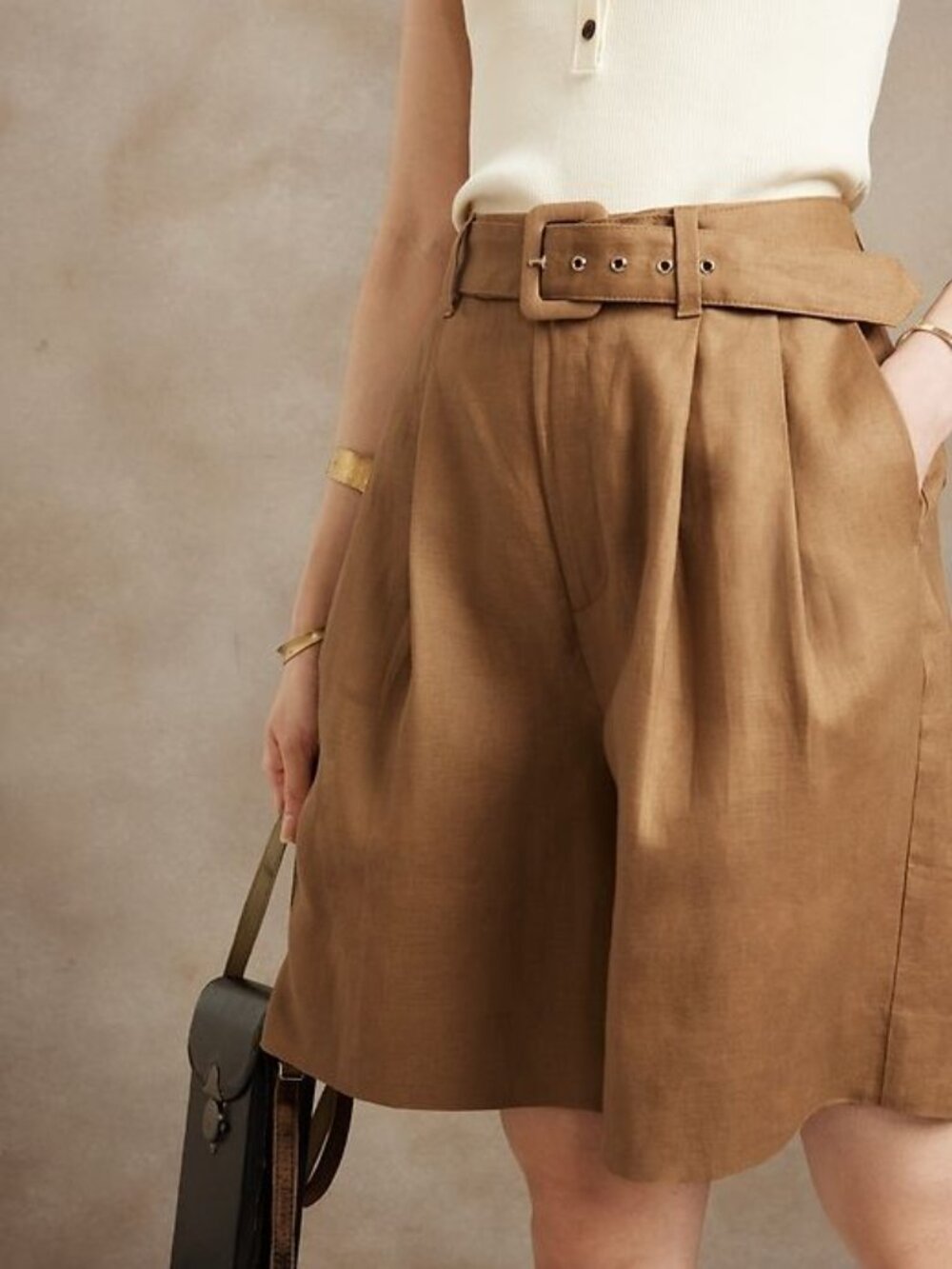 Banana Republic Lino Bermuda Short Linen Shorts With Matching Belt